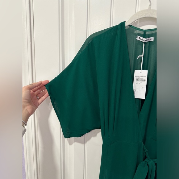NWT Reformation | Winslow Wrap Dress in Emerald | Size: XS - Picture 7 of 16
